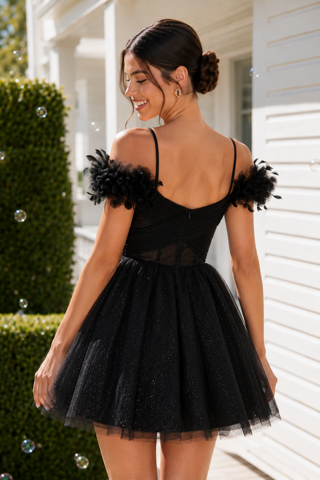 Glitter Tulle Sweetheart Corset Mini Dress
