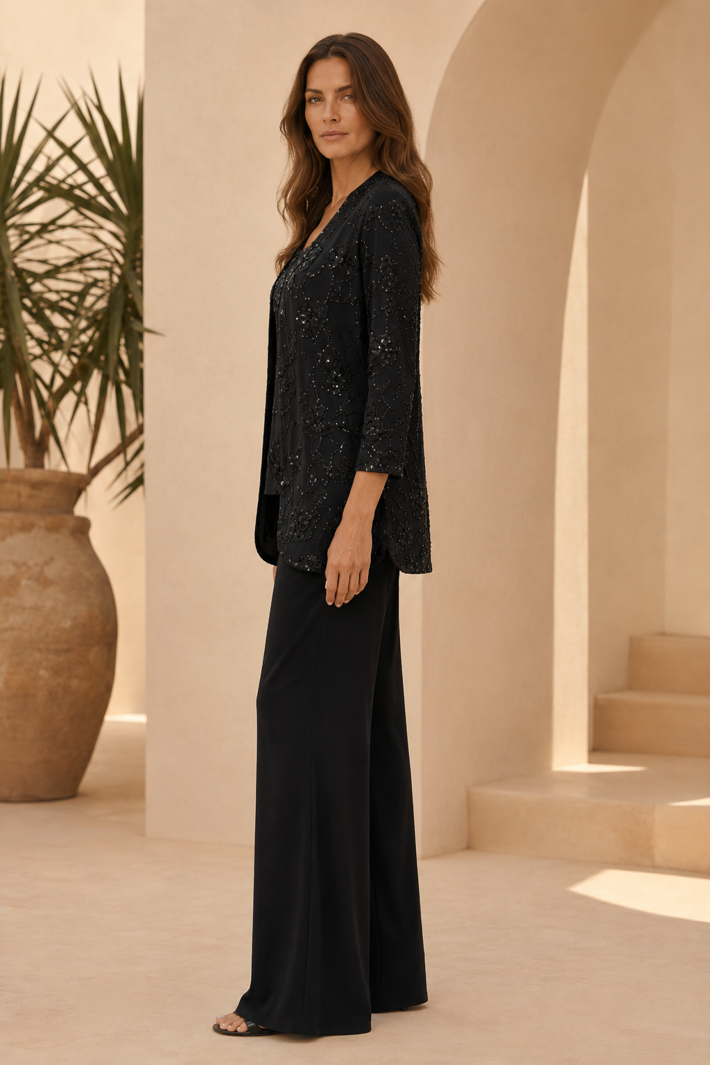 Sequin-Embellished Pantsuit with Jacket