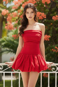Strapless Bubble Hem Mini Dress