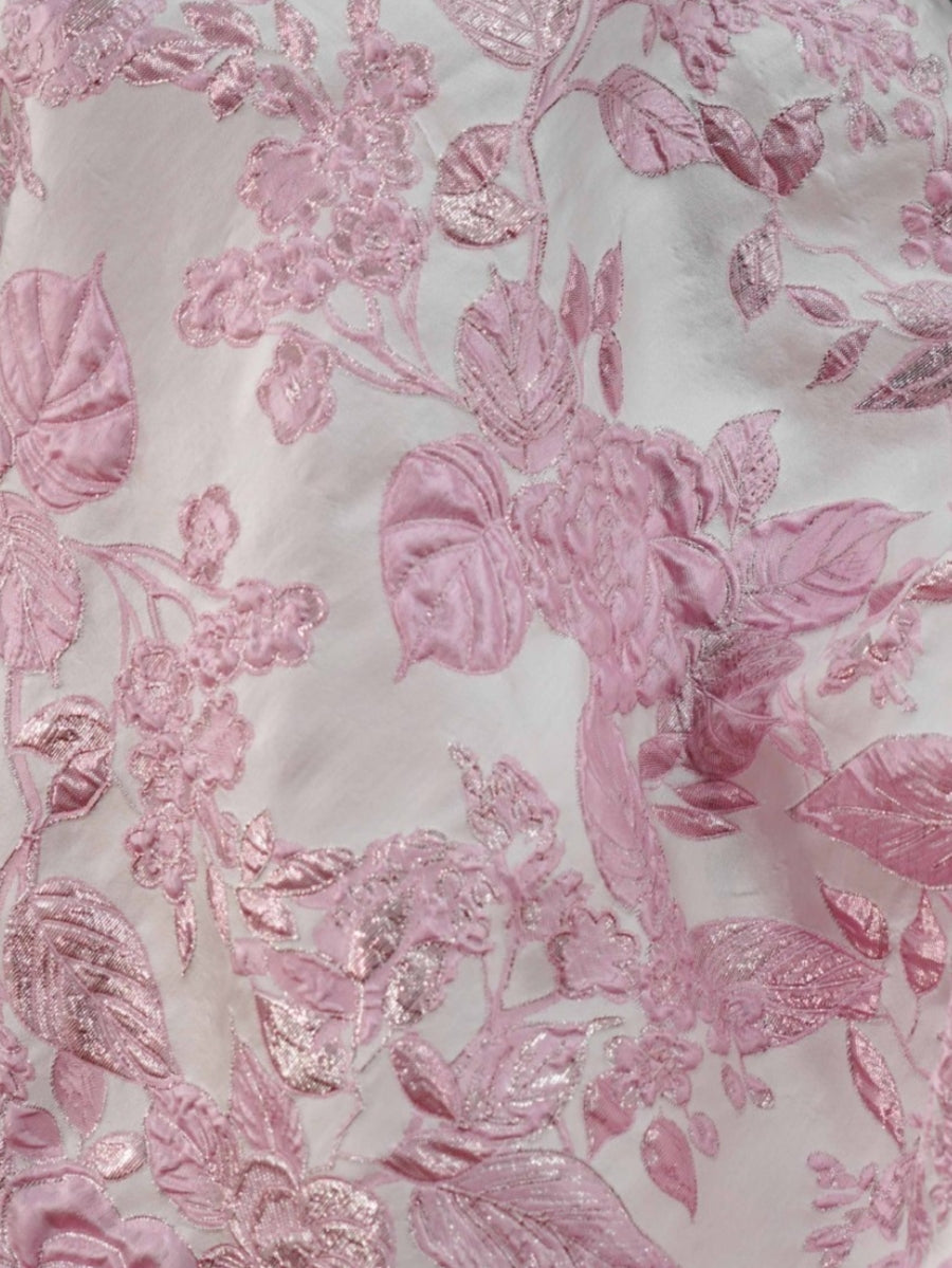 Floral Jacquard A-Line Midi Dress with Pockets