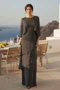 Tiered Chiffon Maxi Dress with Lace Jacket