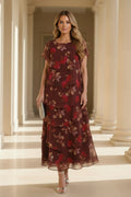 Tiered Floral Chiffon Mother of Bride Dress