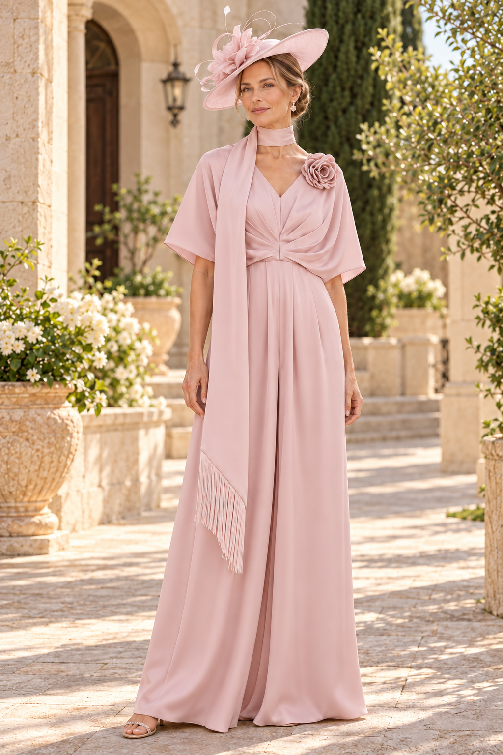 Wide-Leg Jumpsuit with Flutter Sleeves