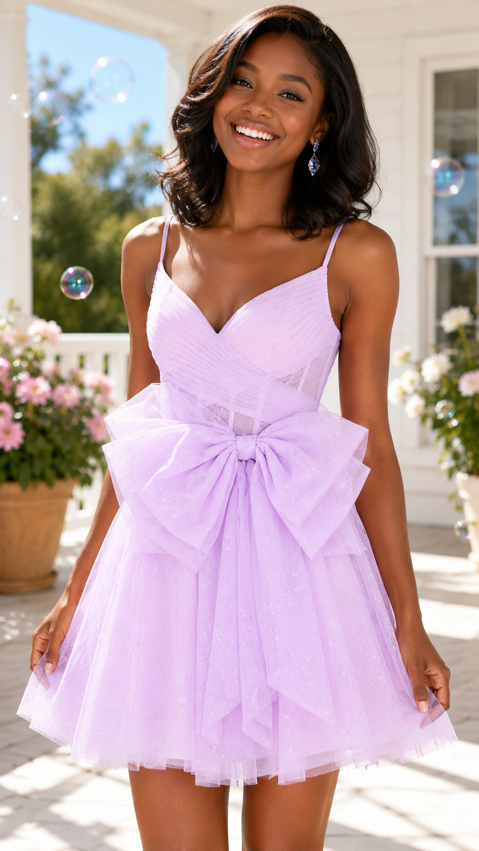 Glitter Tulle Corset Sweetheart Mini Dress
