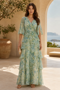 Floral Tiered Maxi Dress with Flutter Sleeves
