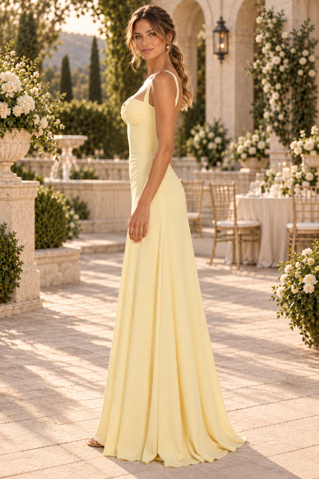 Sweetheart Ruched Bodice A-Line Maxi Dress