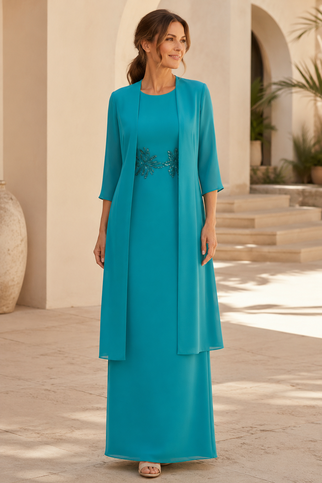 Chiffon Sheath Evening Dress with Matching Jacket