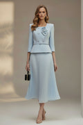 Two-Piece Pleated Midi Skirt and Jacket Set
