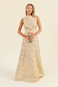 Floral Jacquard Sleeveless A-Line Gown