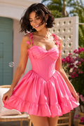 Sweetheart Corset Satin A-Line Mini Dress