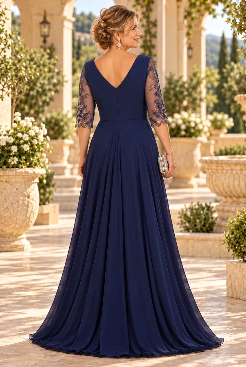 Embroidered Ruched A-Line Evening Gown