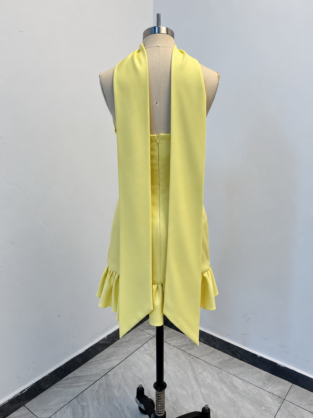 Strapless Sweetheart Ruffle Mini Dress with Scarf